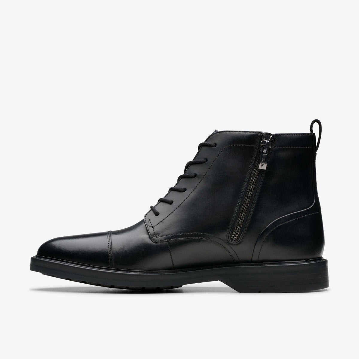 Clarks Men Aldwin Cap Black Leather