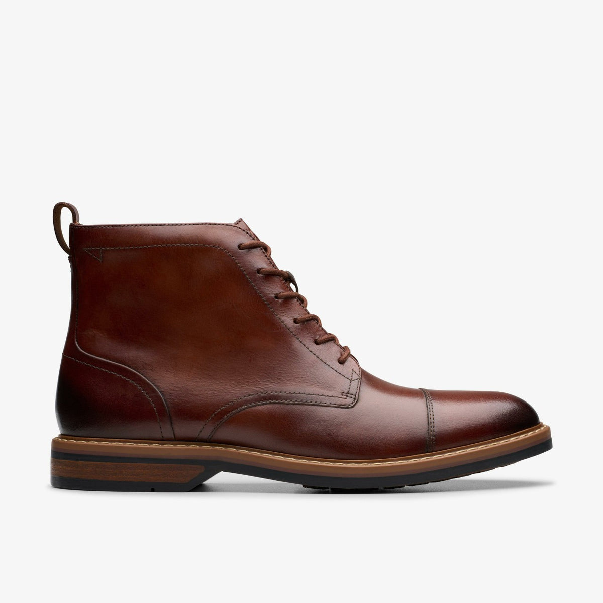 Clarks Men Aldwin Cap Mid Tan Leather