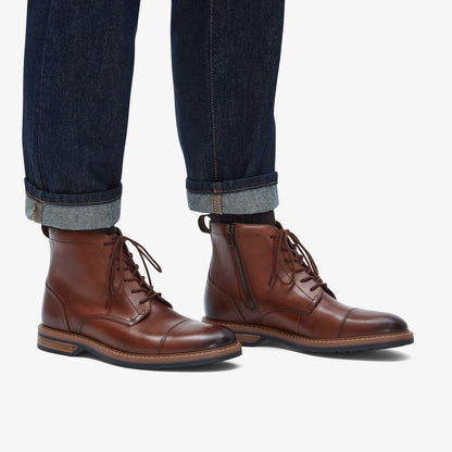 Clarks Men Aldwin Cap Mid Tan Leather