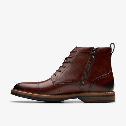Clarks Men Aldwin Cap Mid Tan Leather