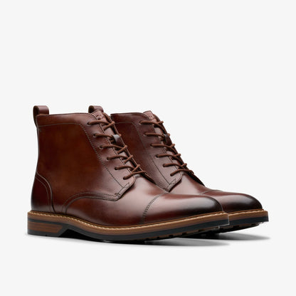 Clarks Men Aldwin Cap Mid Tan Leather