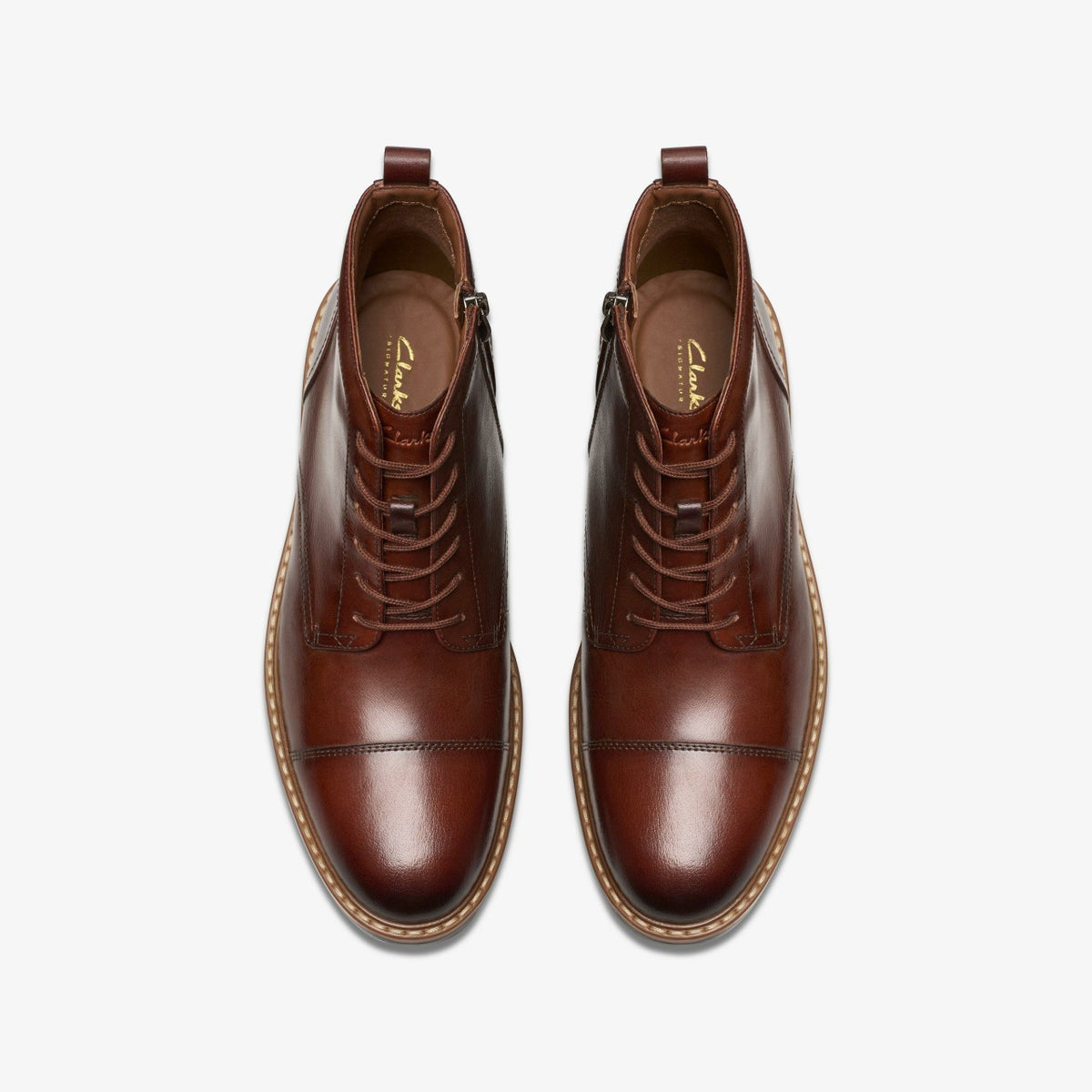 Clarks Men Aldwin Cap Mid Tan Leather