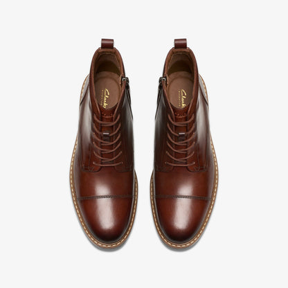 Clarks Men Aldwin Cap Mid Tan Leather