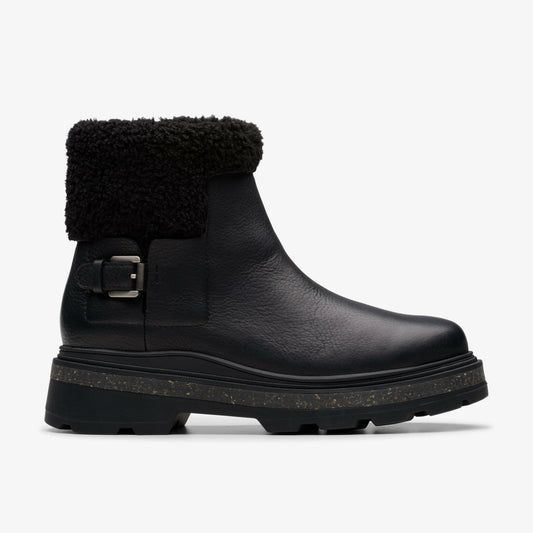 Clarks Women Hencroft Madi Waterproof Black Warmlined Leather