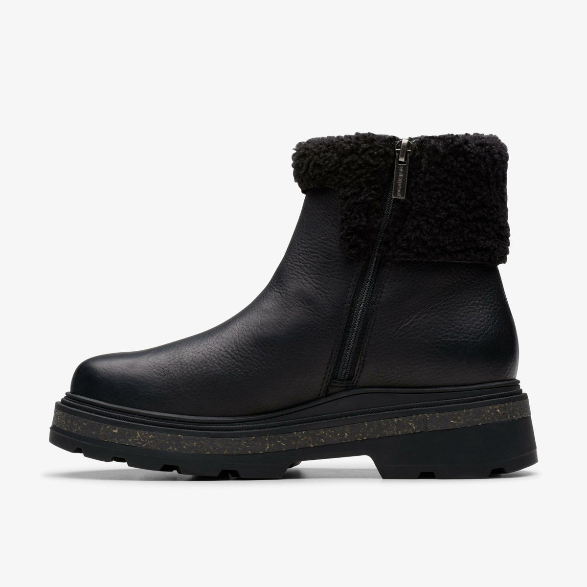 Clarks Women Hencroft Madi Waterproof Black Warmlined Leather