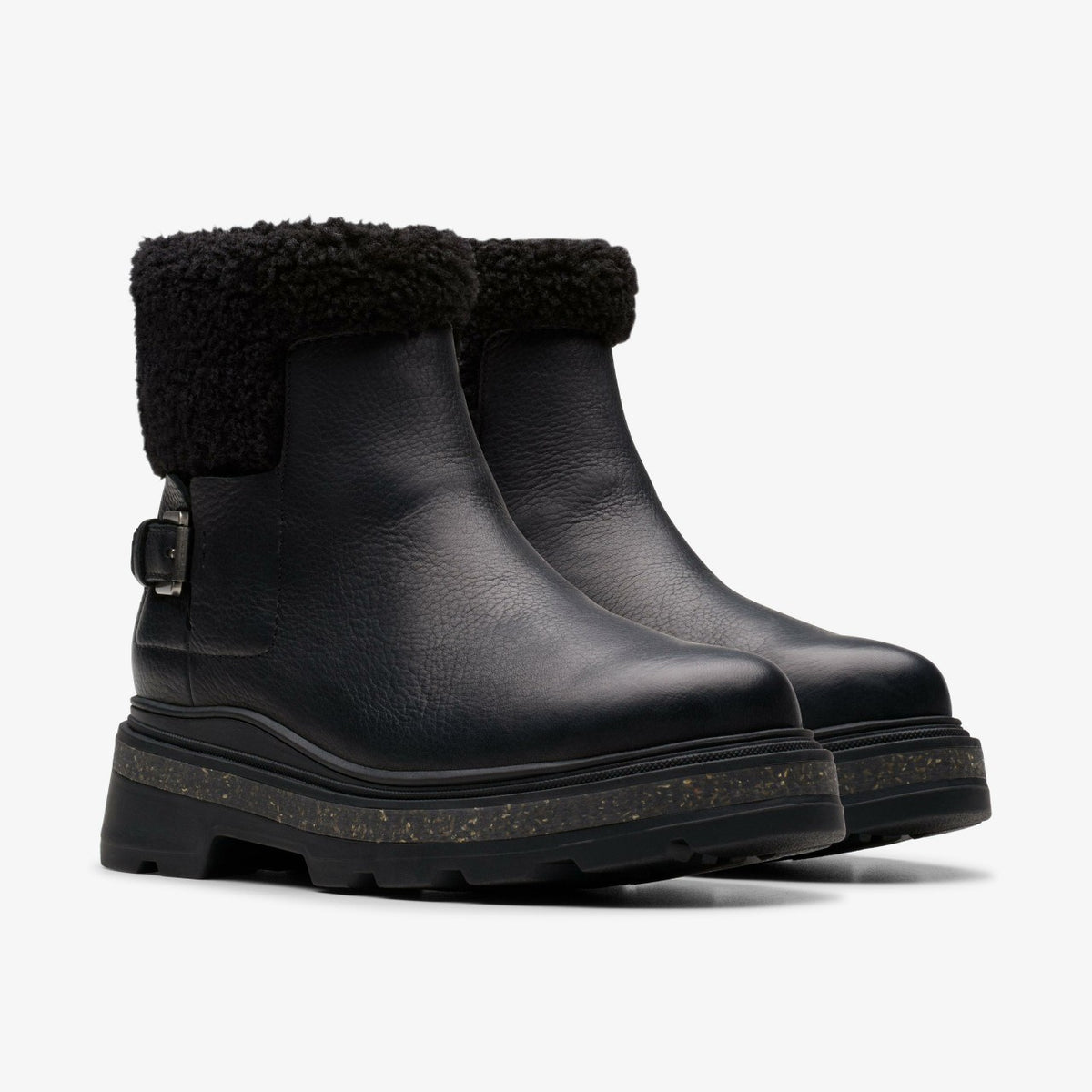 Clarks Women Hencroft Madi Waterproof Black Warmlined Leather