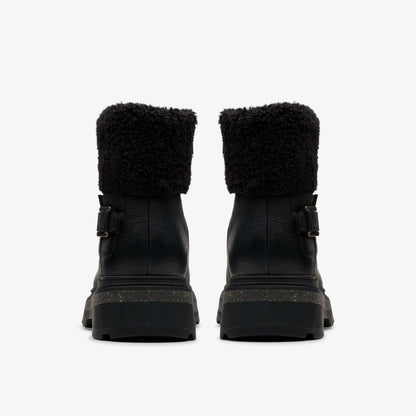 Clarks Women Hencroft Madi Waterproof Black Warmlined Leather