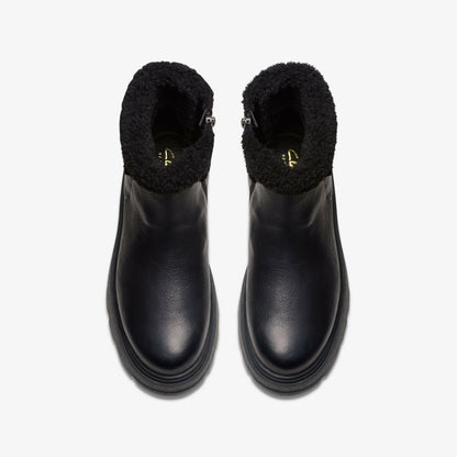 Clarks Women Hencroft Madi Waterproof Black Warmlined Leather