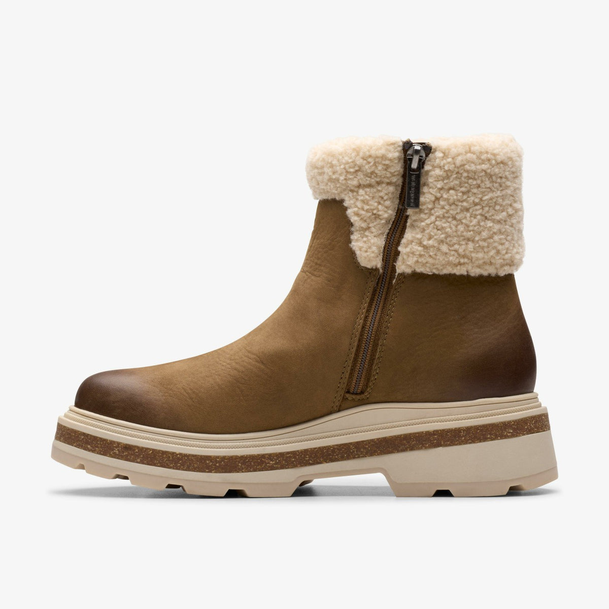 Clarks Women Hencroft Madi Waterproof Dark Sand Warmlined