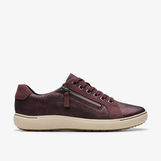 Clarks Women Nalle Lace Wine Interest Leather