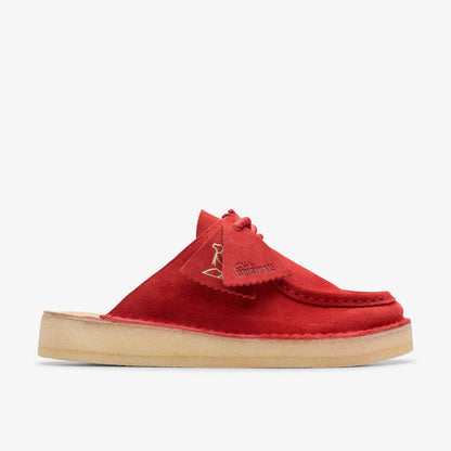 Clarks Women Desert Nomad Mule Red Suede