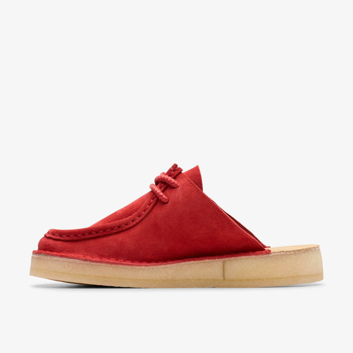 Clarks Women Desert Nomad Mule Red Suede