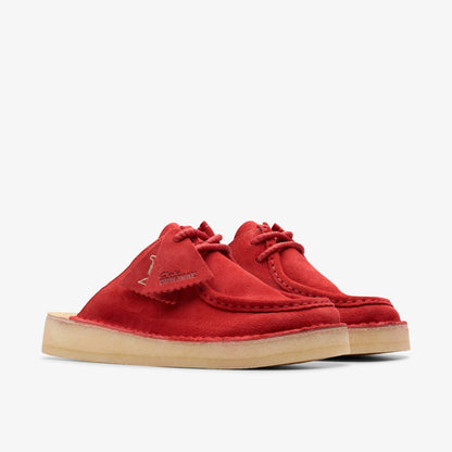 Clarks Women Desert Nomad Mule Red Suede