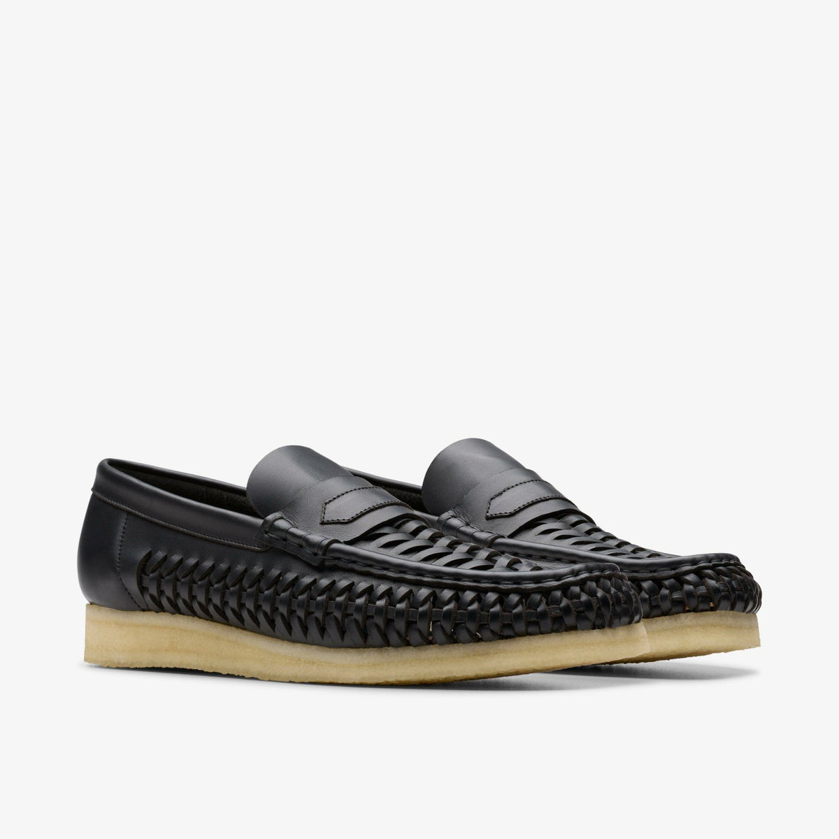 Clarks Men Wallabee Penny Weave Black Leather