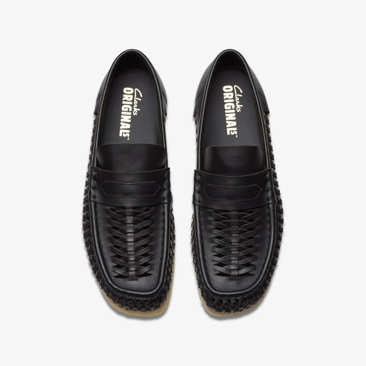 Clarks Men Wallabee Penny Weave Black Leather