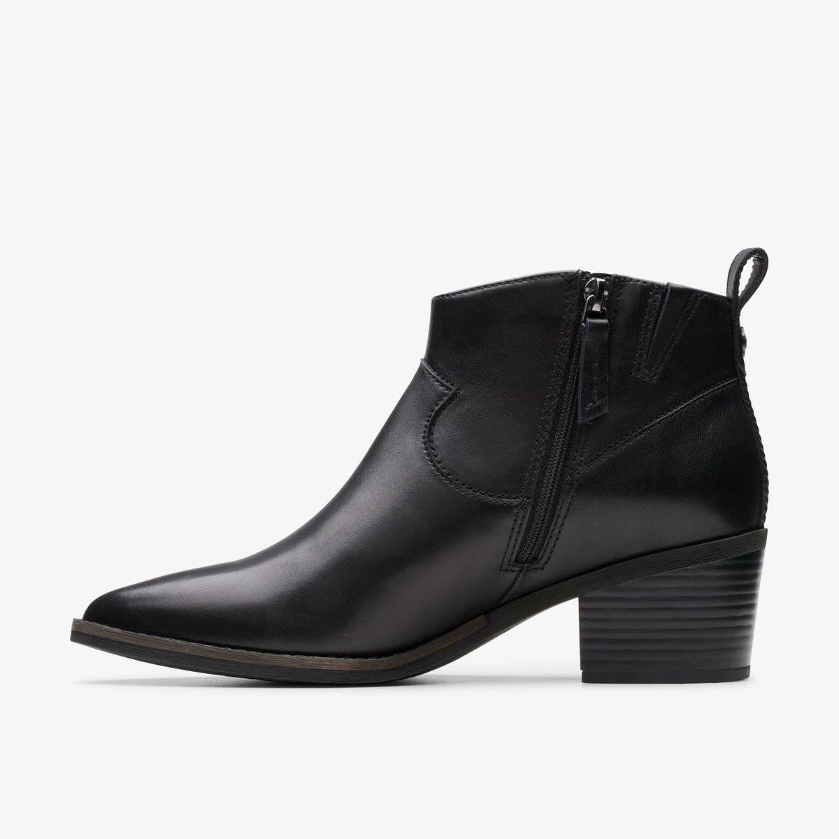 Clarks Women Morzine Sky Ankle Boot Black Leather