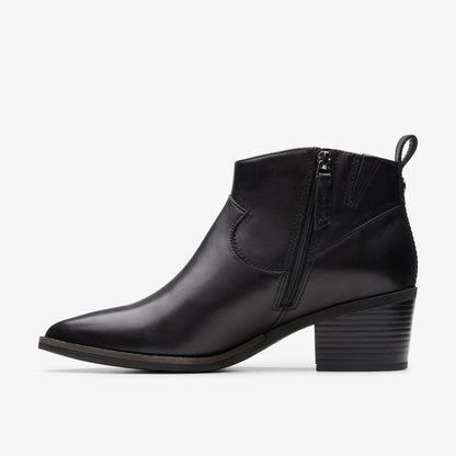 Clarks Women Morzine Sky Ankle Boot Black Leather