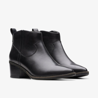 Clarks Women Morzine Sky Ankle Boot Black Leather