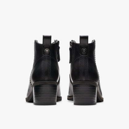 Clarks Women Morzine Sky Ankle Boot Black Leather