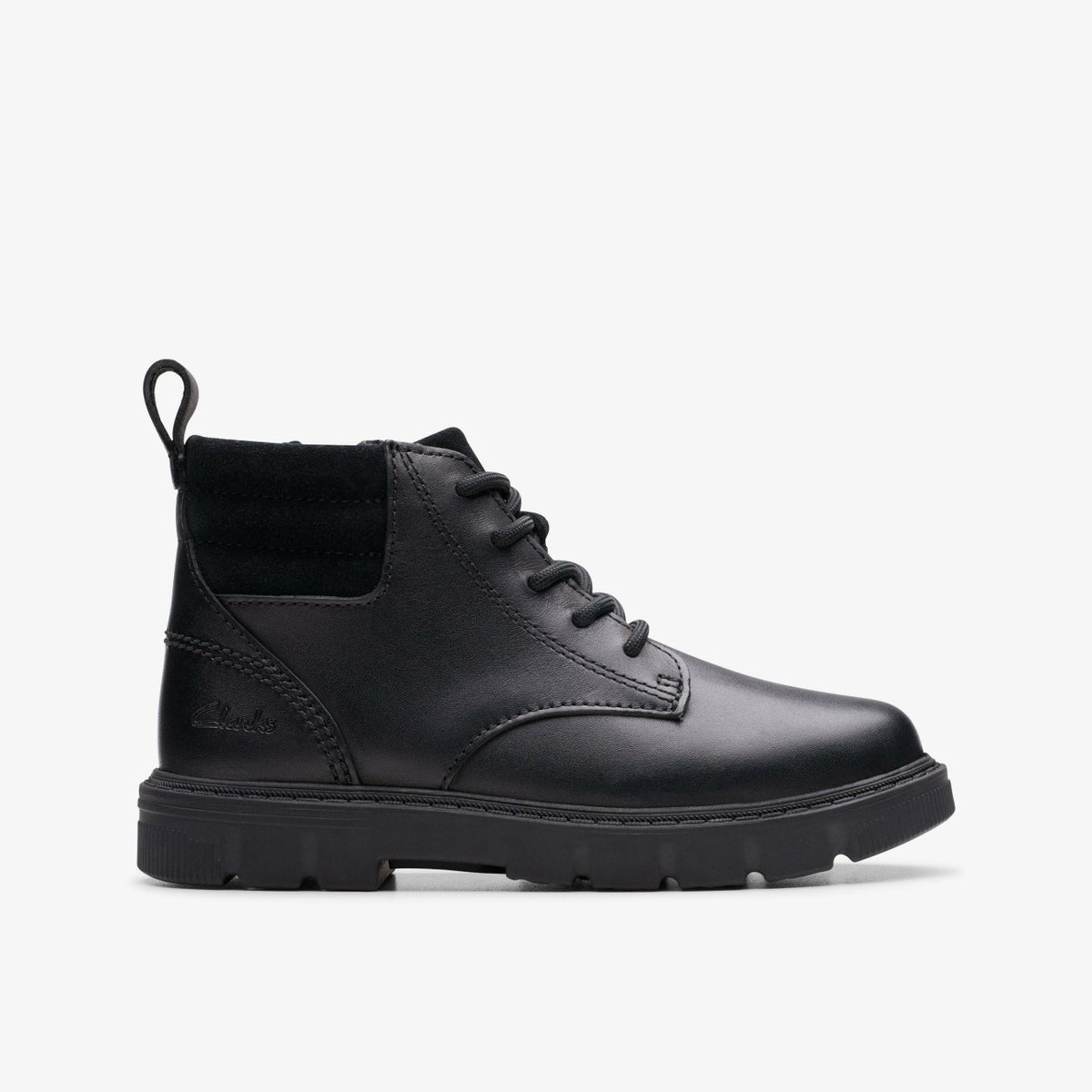 Clarks Kids Lorcam Trail Kid Black Leather