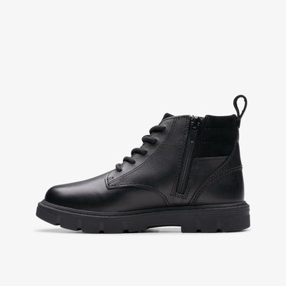Clarks Kids Lorcam Trail Kid Black Leather