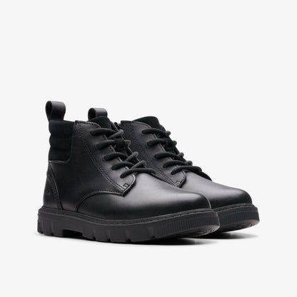 Clarks Kids Lorcam Trail Kid Black Leather