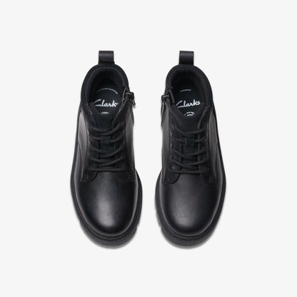 Clarks Kids Lorcam Trail Kid Black Leather
