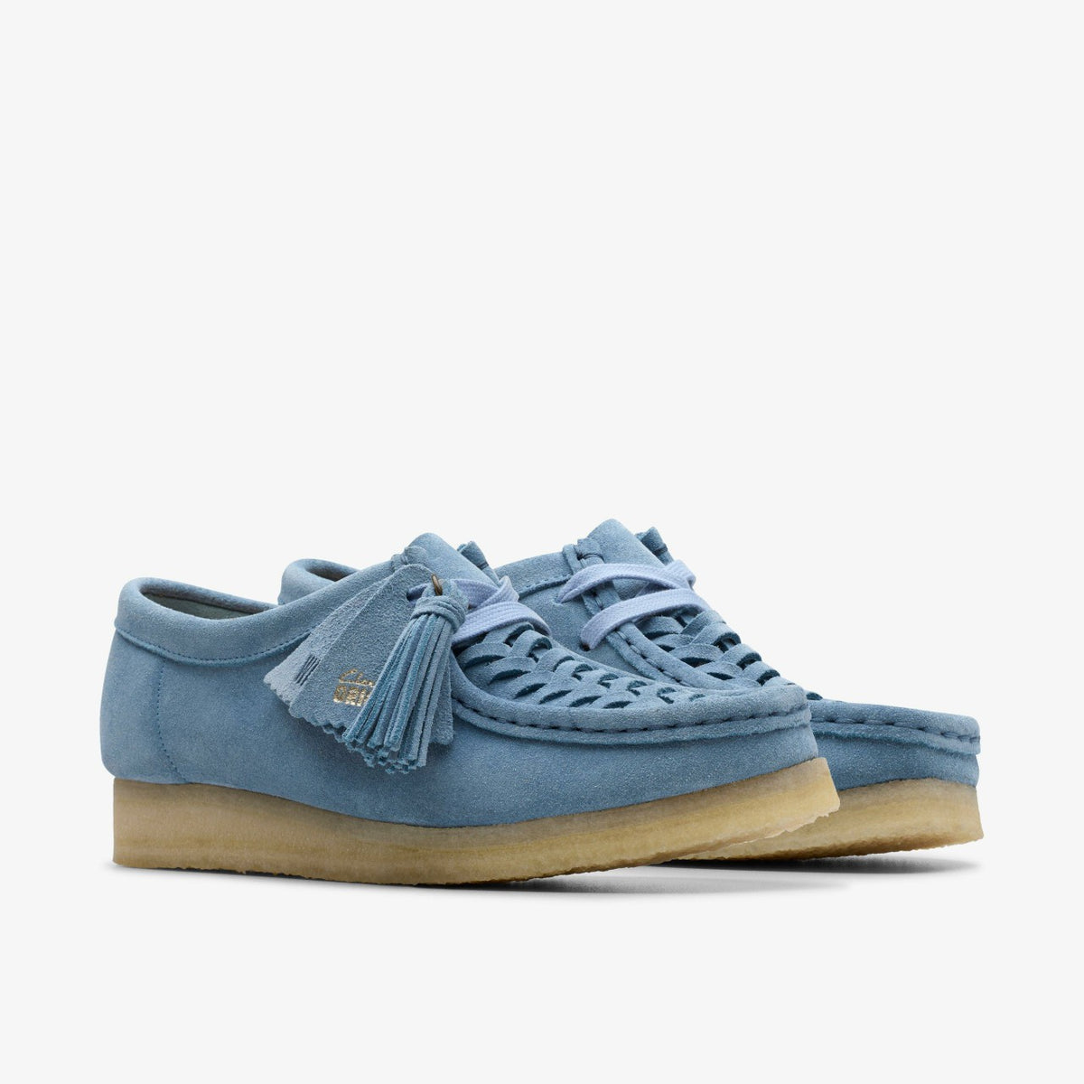 Clarks Women Wallabee Weave Powder Blue Suede
