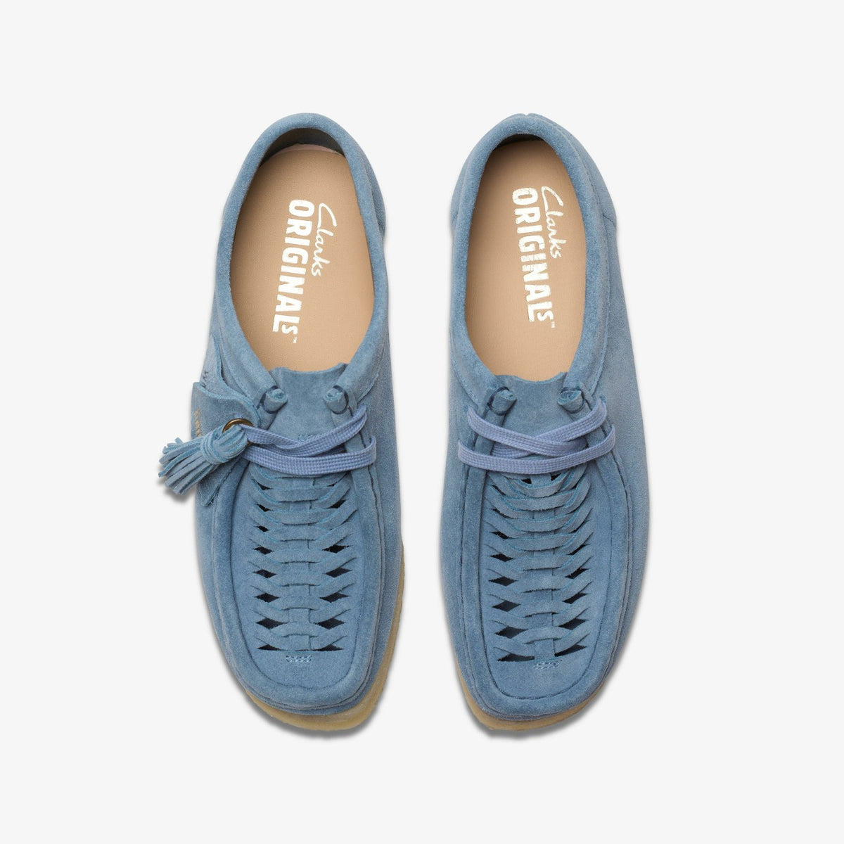 Clarks Women Wallabee Weave Powder Blue Suede