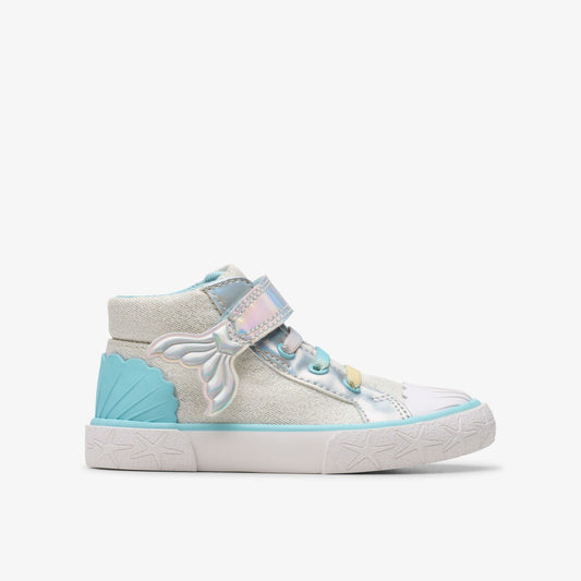 Clarks Kids Foxing Wish Hi Toddler Silver Fabric
