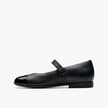 Clarks Kids Finja Gem Older Black Leather