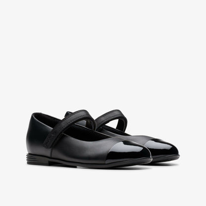 Clarks Kids Finja Gem Older Black Leather