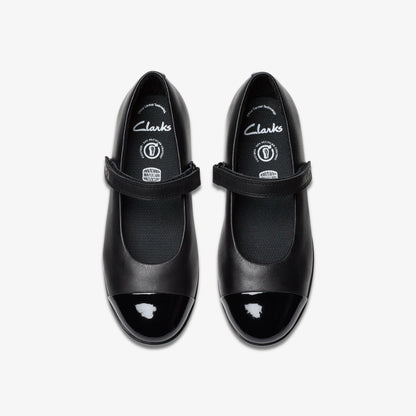 Clarks Kids Finja Gem Older Black Leather