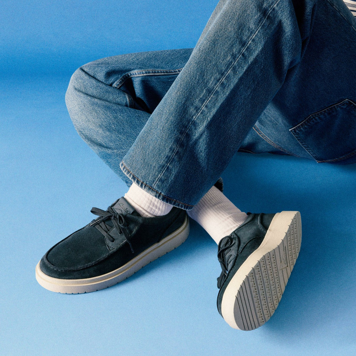 Clarks Men Polden Moc Navy Suede