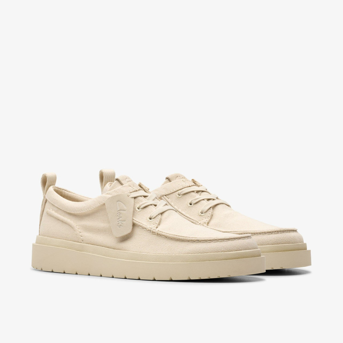 Clarks Men Polden Moc Off White Canvas