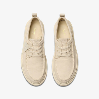 Clarks Men Polden Moc Off White Canvas