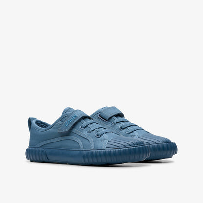 Clarks Kids Foxing Stitch Kid Blue Fabric