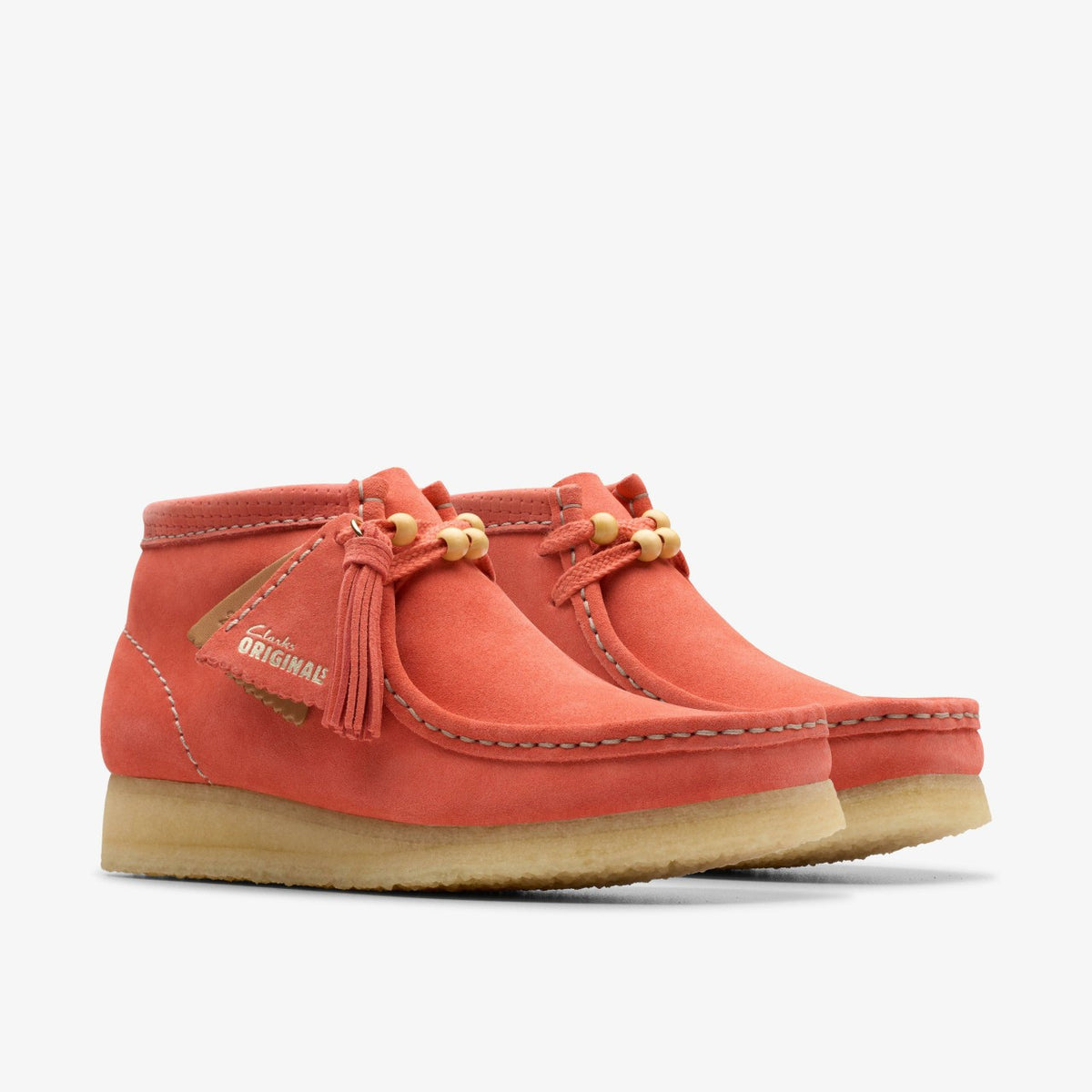 Clarks Women Wallabee Boot Coral Suede
