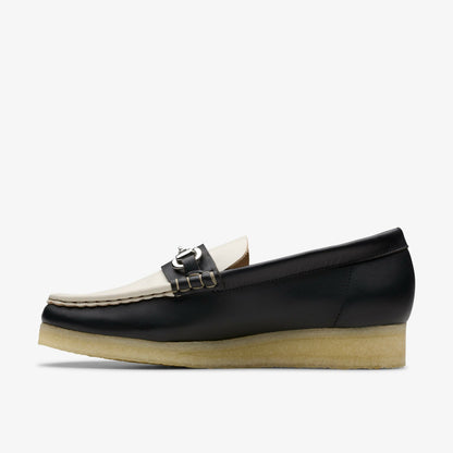 Clarks Women Wallabee Loafer HBIT Black/White Leather
