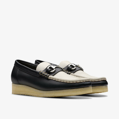 Clarks Women Wallabee Loafer HBIT Black/White Leather