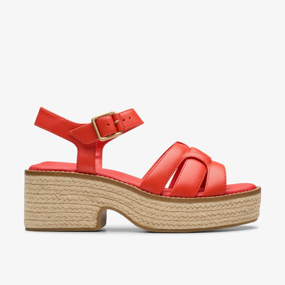 Clarks Women Coledale Strap Bright Red Leather