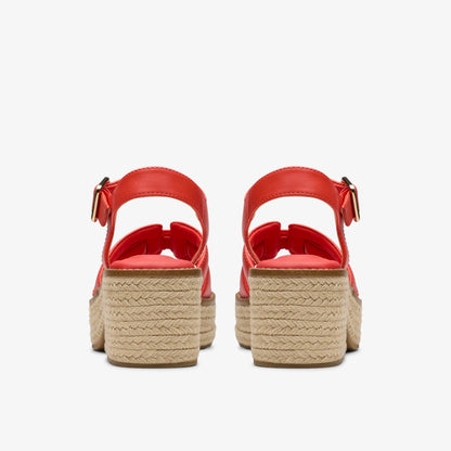 Clarks Women Coledale Strap Bright Red Leather