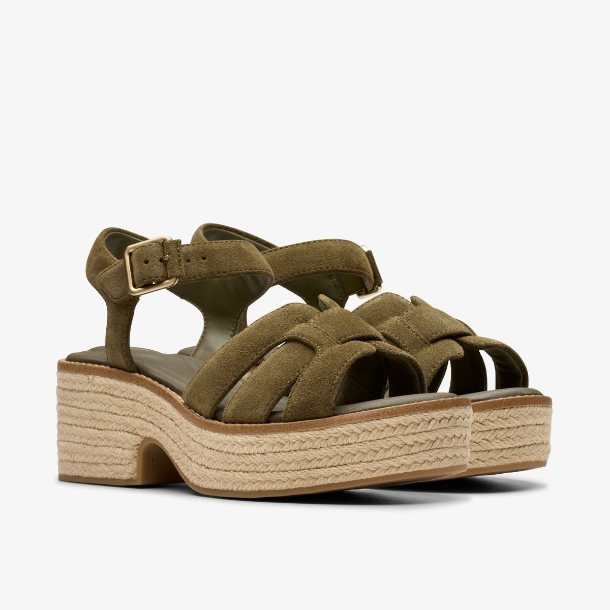 Clarks Women Coledale Strap Dark Olive Suede