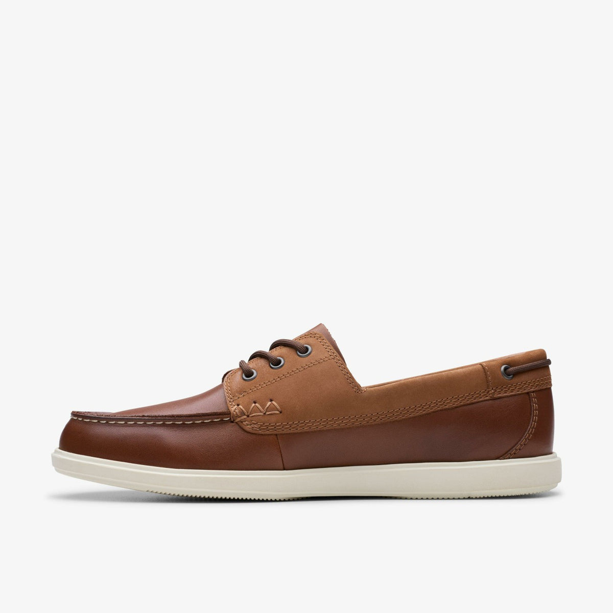 Clarks Men Bratton Boat Dark Tan Leather
