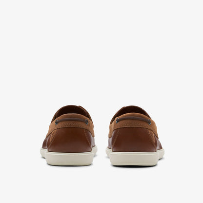 Clarks Men Bratton Boat Dark Tan Leather