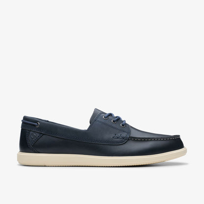 Clarks Men Bratton Boat Navy Leather