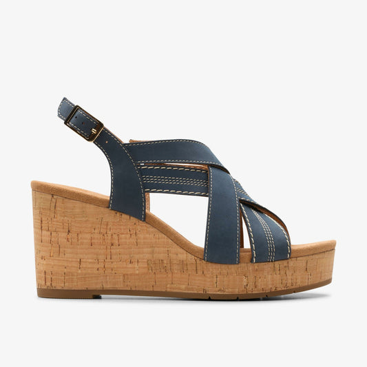 Clarks Women Sabina Sling Navy Nubuck