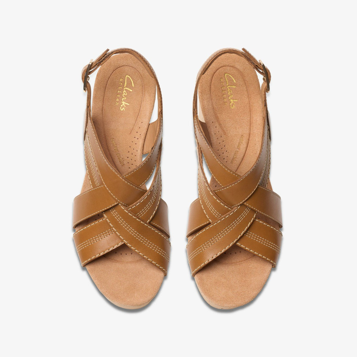 Clarks Women Sabina Sling Tan Leather