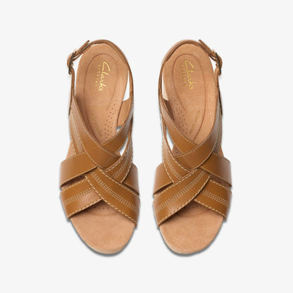 Clarks Women Sabina Sling Tan Leather