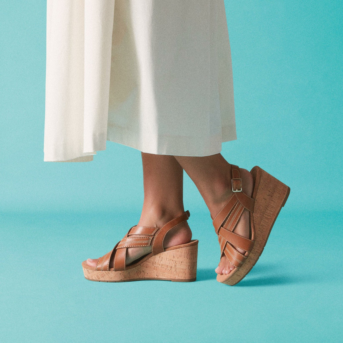 Clarks Women Sabina Sling Tan Leather